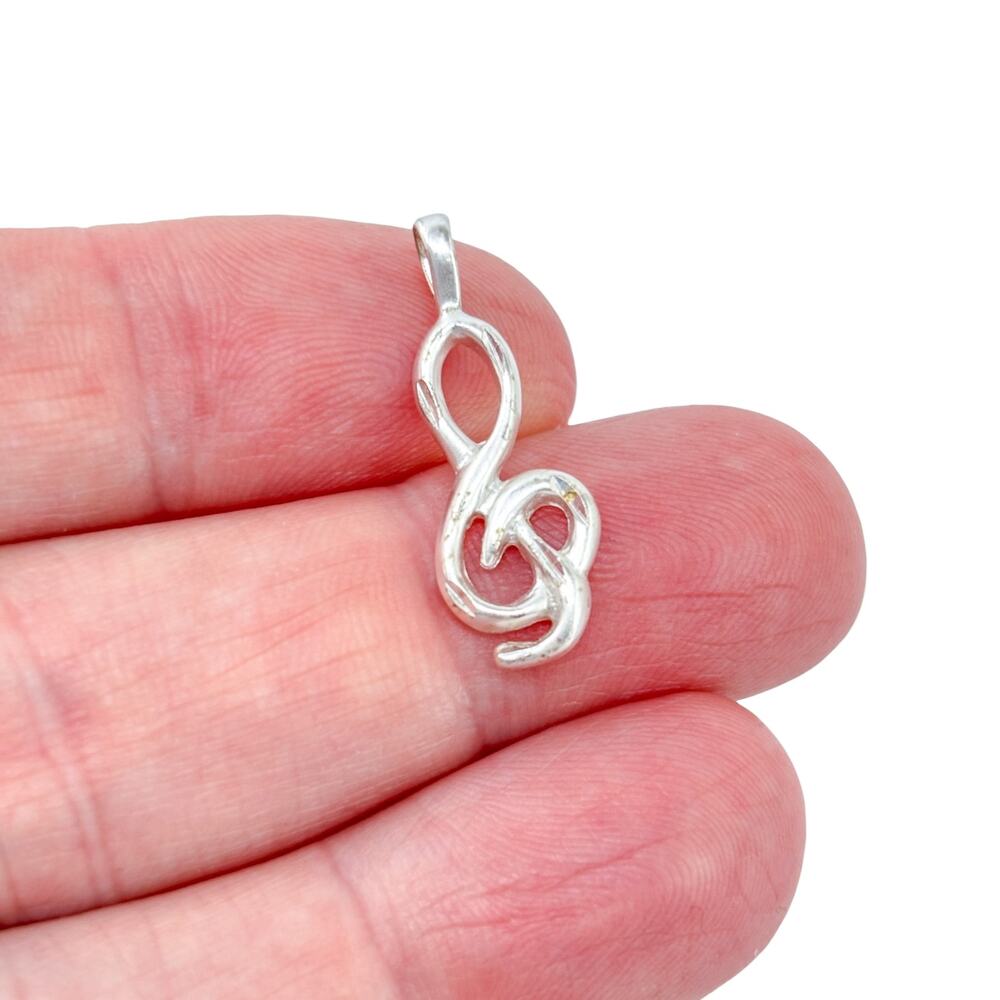 Vintage Sterling Silver 925 Treble Clef Pendant